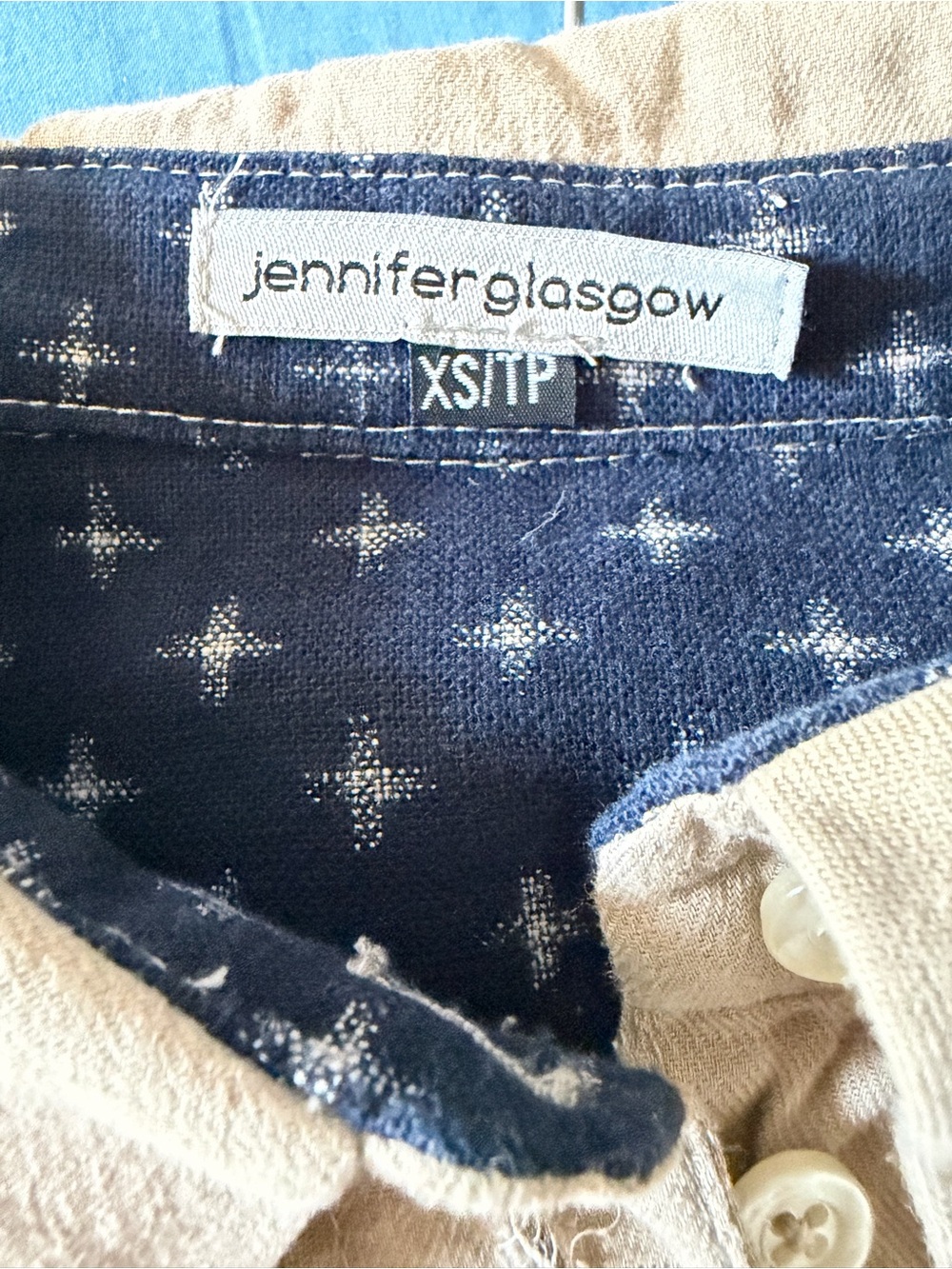 Jennifer Glasgow Tan Button-Down Shirt with Origami Collar - Picture 6 of 8